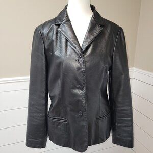 Nine West Short Black Leather BlazerJacket- Size10